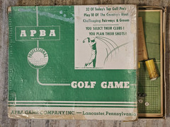 1962 APBA Golf Orig 18 Holes, Shot Board, Player Cards, 3of4 Metal Ball Markers!
