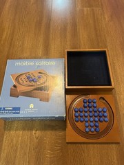 MICHAEL GRAVES Design Wood Box Marble Solitaire Board Game Set
