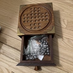 Board Game Solitaire Metal Balls Beads With Storage Box Solitaire Wooden Chinese