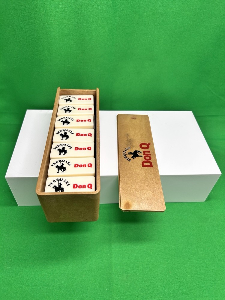 Vintage DON Q SERRALLES Quixote Rum Promotional Bakelite Domino SET Clean JAPAN