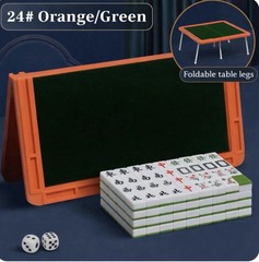 Portable Mahjong Set with Folding Table Mini Travel Game space saving Easy Carry