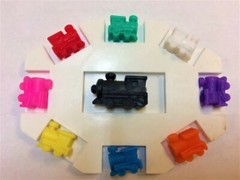 Mexican Train Domino Hub Starter Middle Center 8 Trains Markers & Large Train