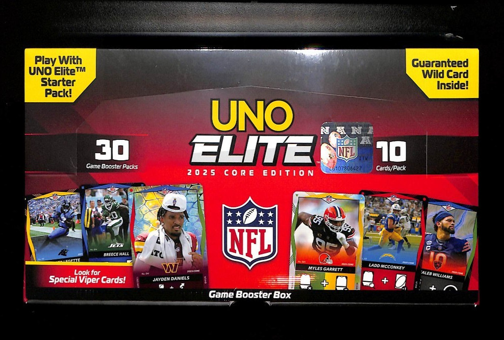 Uno Elite NFL 2025 Core Edition Booster Box 30 Pks FACTORY SEALED Brand New bin6