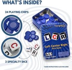 LCR® Left Center Right™ Dice Game – Blue Tin