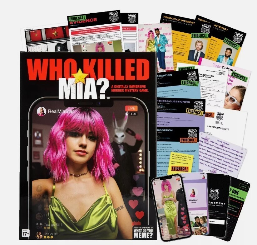 Who Killed Mia A Digitally Immersive Murder Mystery Adult Crime Board Game clue