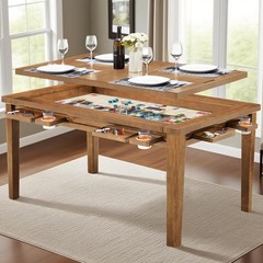 63″ ×39“ Board Game Table W/ Removable Top Solid Wood Dining/Gaming Table