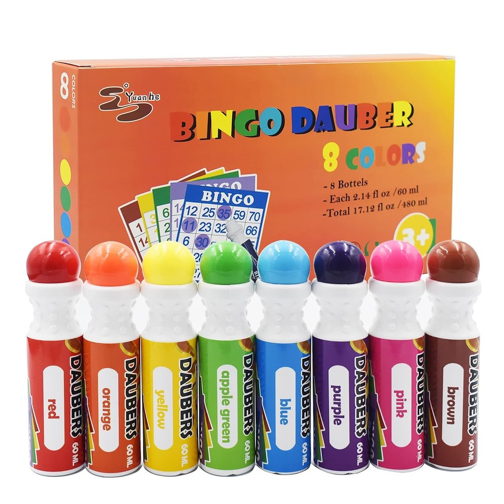 Yuanhe Bingo Daubers Dot Markers Mixed Color Set of 8 Pack Bingo Markers