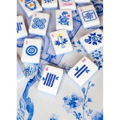 NEW! Vibrant Layered Mahjong Tiles – Full American Set 160Tiles – Blue and White