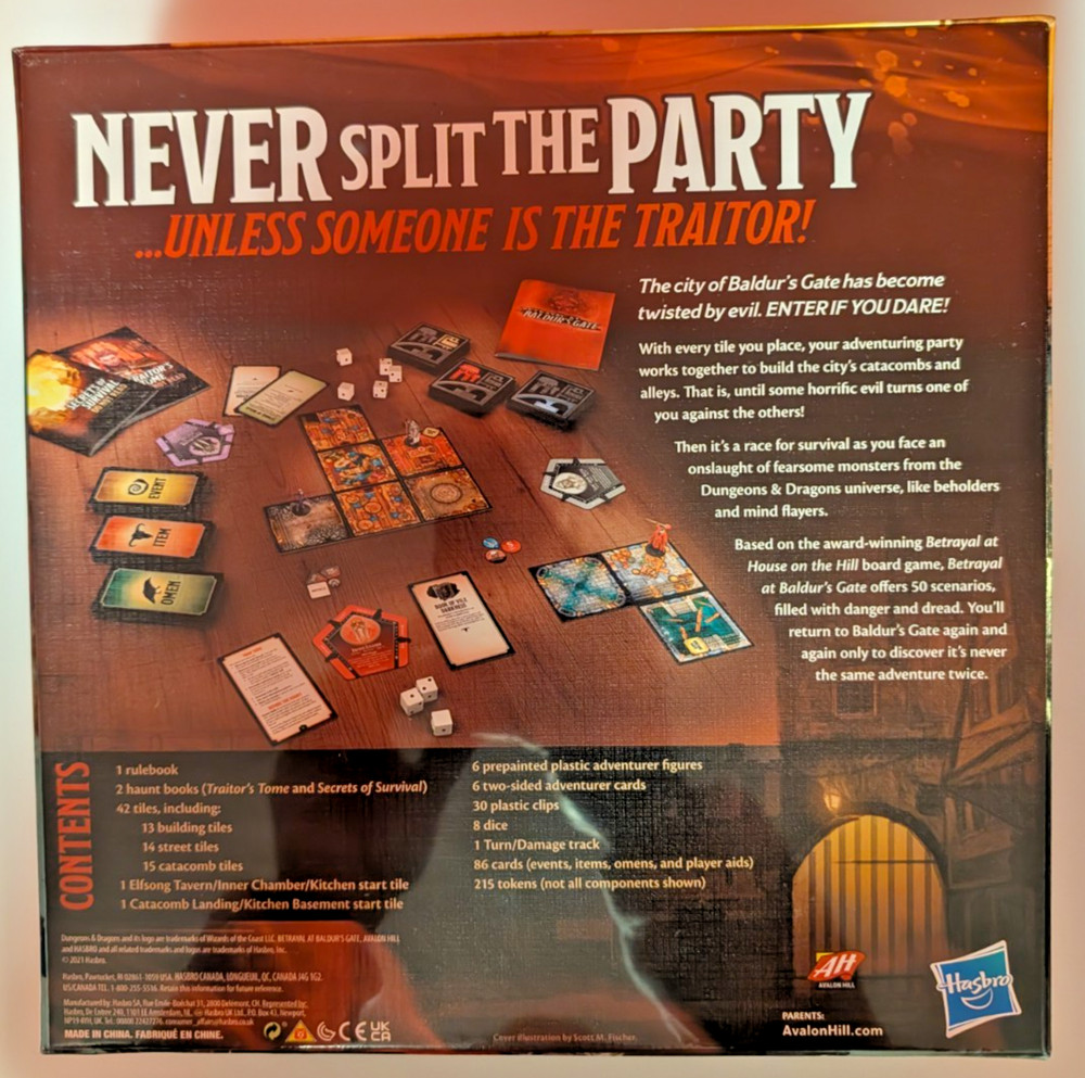 Betrayal at Baldur’s Gate Dungeons & Dragons Modular Board Game NEW