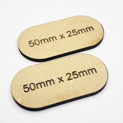 MDF 3mm Pill Miniature Bases 50mm x 25mm Pack of 10 | TTRPG Scenery