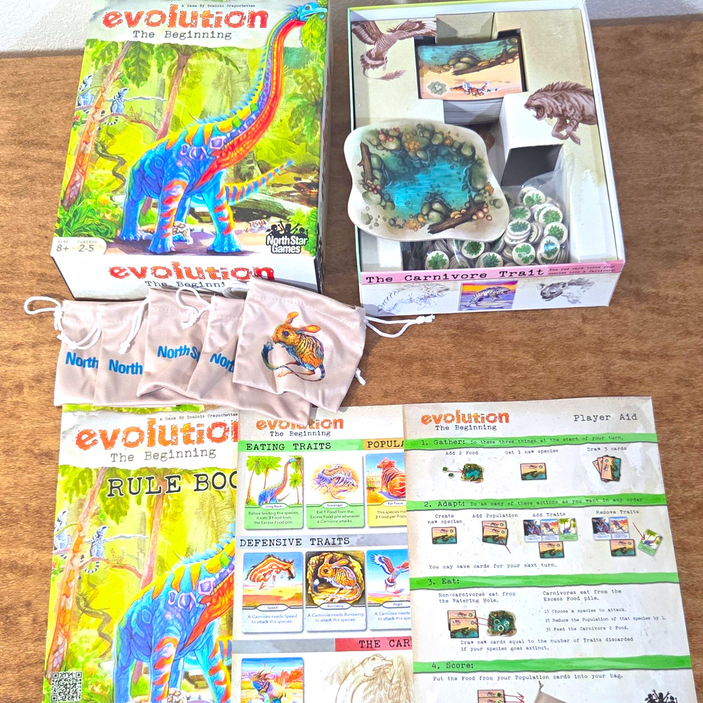 North Star Games Evolution: The Beginning Board Game, Counted And Complete Game