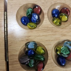 VTG Cardinal Solid Wood Folding Mancala Game With Metal Tin Sleeve Case Parts