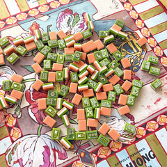 160Pcs 3-Layer Acrylic Hand Painted Oil Painting Engraved American Mahjong Set