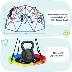Climbing Dome Swing Set LED Saucer 800lb Jungle Gym Outdoor 3-8 8-12 Kids