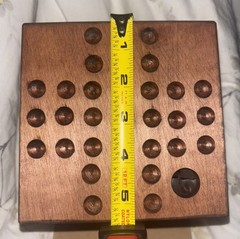 Vintage Handmade Marble Solitaire Game Solid Wood Board White Glass Marbles