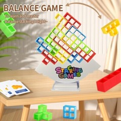 64Pcs Tetra Tower Game, Stack Attack Family Board for 2 Players Family Games,…