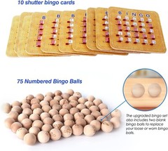 Deluxe Bingo Game Set w/Bingo Cage, Bingo Balls, Board, 10 Shutter Bingo Cards