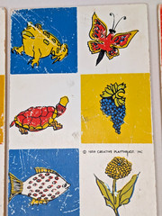 Vintage CREATIVE PLAYTHING 1959 Wood Lotto Picture Game panels Only x6 VG cond