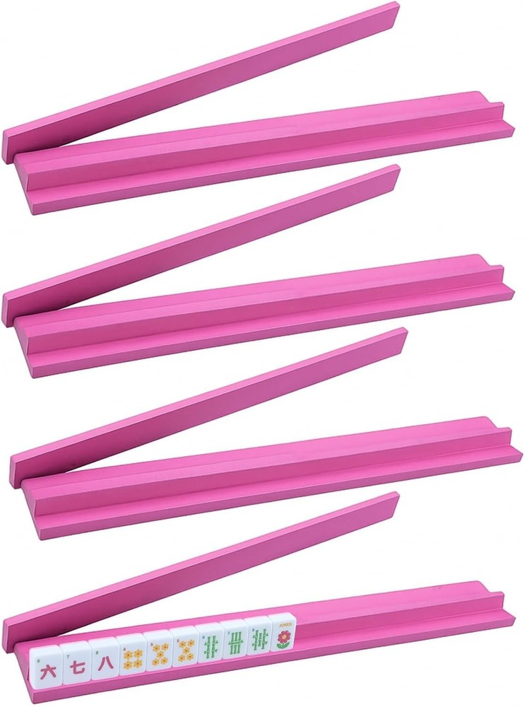 Leinuosen Wooden Mahjong Racks with Pushers 4 Set Magnet American Mahjong Tile R