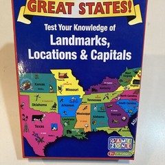 Game Zone Great States Card Game, with Map