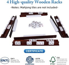 Portable 4-Piece Vintage Mahjong Rack Set with Magnetic Pushers for Easy Play