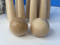 Vtg Colonial Williamsburg Tabletop Ninepins Cooperman Solid Wood Wooden Game