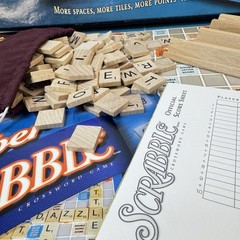 Super Scrabble Board Game by Hasbro – 2004 – 100% Complete with All 200 Tiles!