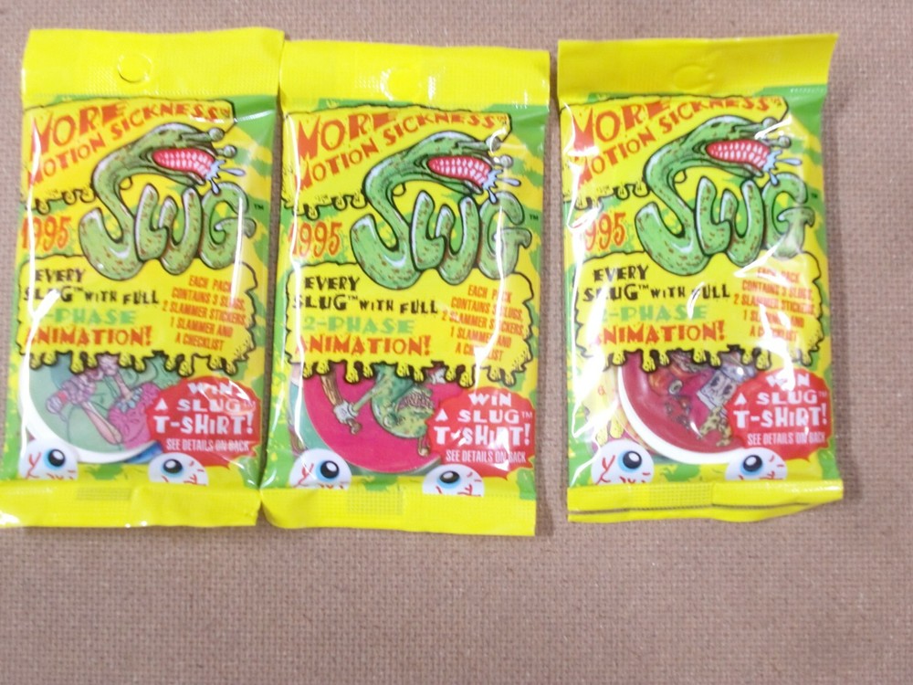 SLUGS MORE MOTION SICKNESS POGS/MILKCAPS LOT/SET (3) UNOPENED PACKS