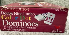 Cardinal Premier Double Nine Jumbo Color Dot Dominoes Set Vinyl Case NEW
