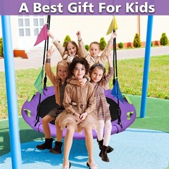Family Outdoor Swing – 48 Inch Saucer Tree 900lbs Capacity Purple