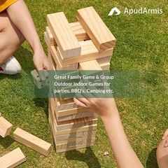 54 PCS Wooden Tumble Tower Game Set Giant Jenga Blocks Dice Scoreboard
