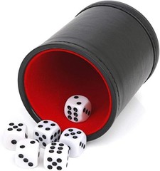 Felt Lined Professional Dice Cup – with 6 Dices Quiet for Yahtzee Game