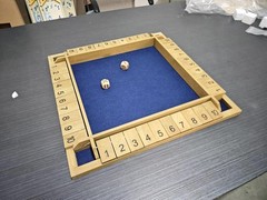 Shut The Box Game for 2-4 Players, 24 Inch Extra-Large Wooden Board w/10 Numbers