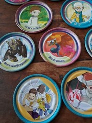 Digimon Rappers Lot Of 31 Digital Monsters Metal Pogs Tazos 2 Inch Mgic Box 2001