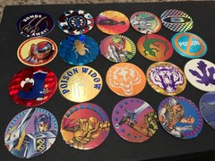 Lot of 20 Vintage 1990’s POGS Milk Caps, 1 Yin Yang Metal Slammer