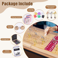 Extra Large 28 Inches Foldable Horse Race Board Game for Adults,Thickened Wood C