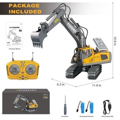 Remote Control Excavator Toy for Boys 4-7, RC Excavator 680-degree Turns with…