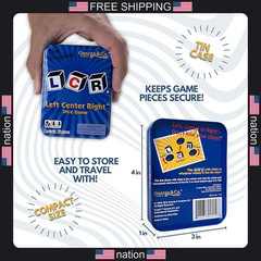 LCR® Left Center Right? Dice Game – Blue Tin
