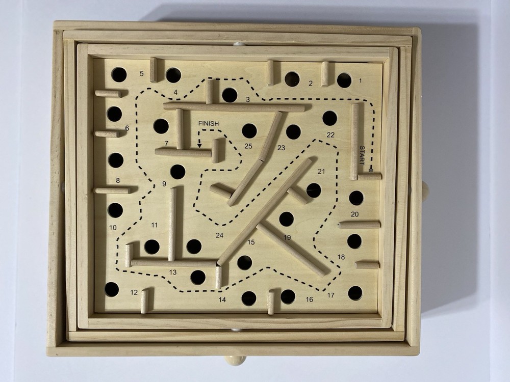 NEW Sterling Games 3 in 1 Labyrinth Wooden Maze Game. 12 3/4 x 11 1/2 inches