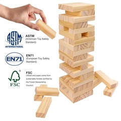 Wooden Blocks Stacking Games – 54 pcs Tumbling Tower Blocks Game for Kids & A…