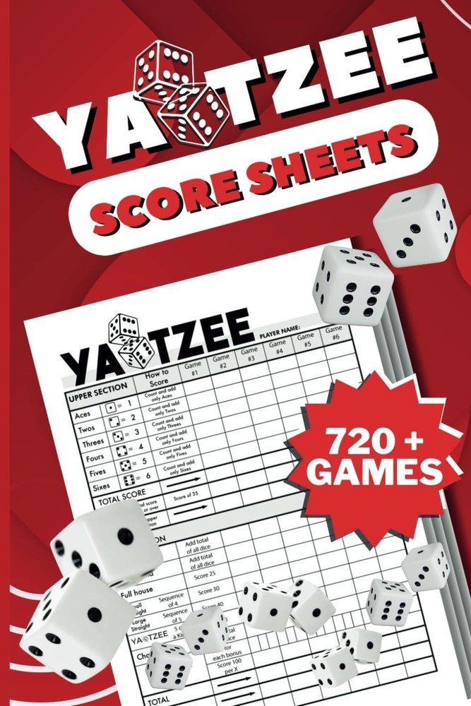 Score Pads for Yahtzee : Large Print 6X9 Yahtzee Score Sheets 720+ Games NEW USA