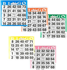 Bingo Paper Game Cards – 1 Card – 5 Sheets – 100 Books – 4 Inch Square Size Disp