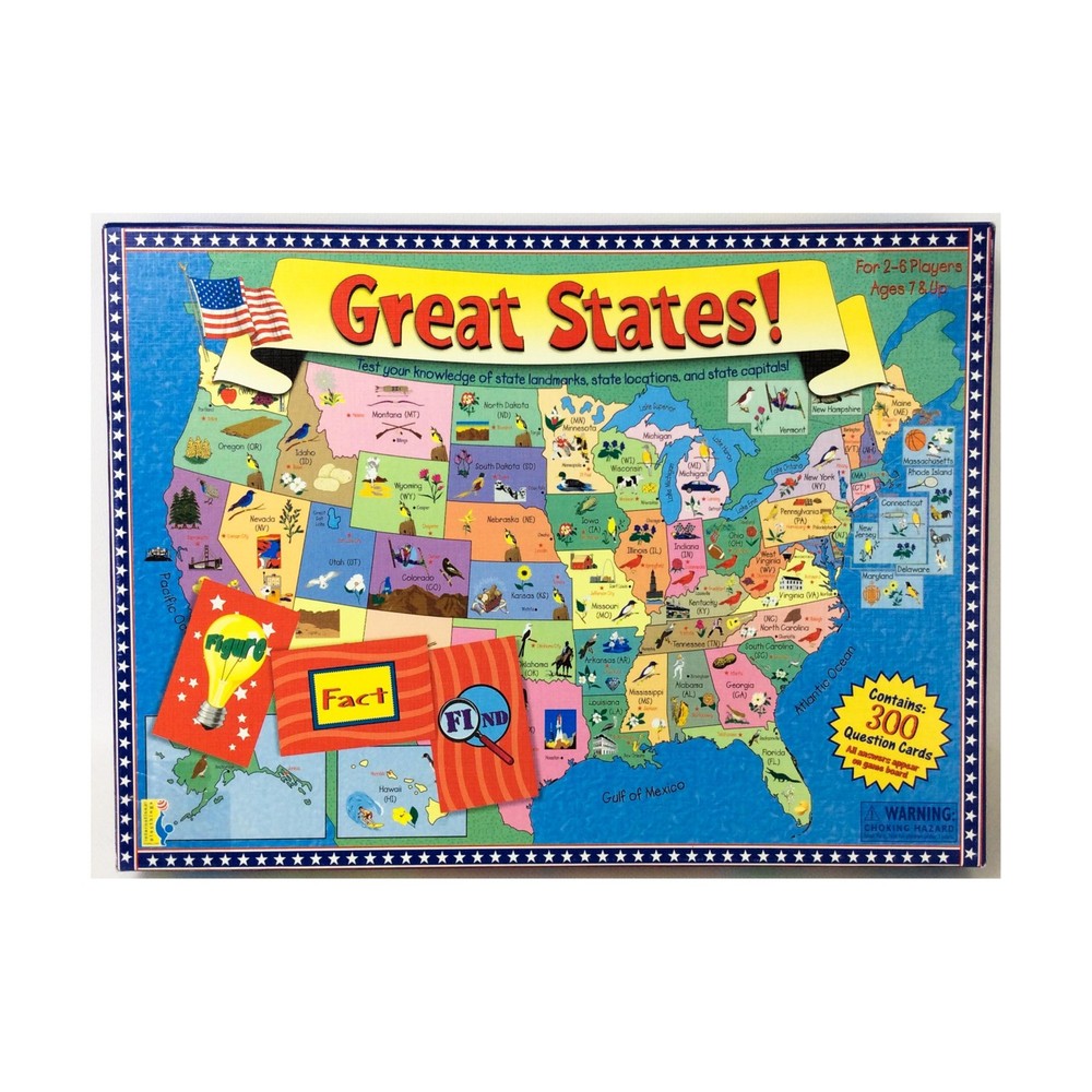 International Playthings Boardgame Great States! (1999 Ed) Box Fair/EX