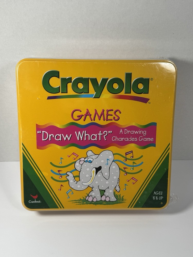 Crayola Games Draw What Charades Games Brand New Sealed in Tin Box Vintage