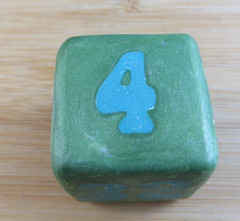 Jena’s Handmade Backgammon Doubling Cube Unique OAK Purple Blue Green #403