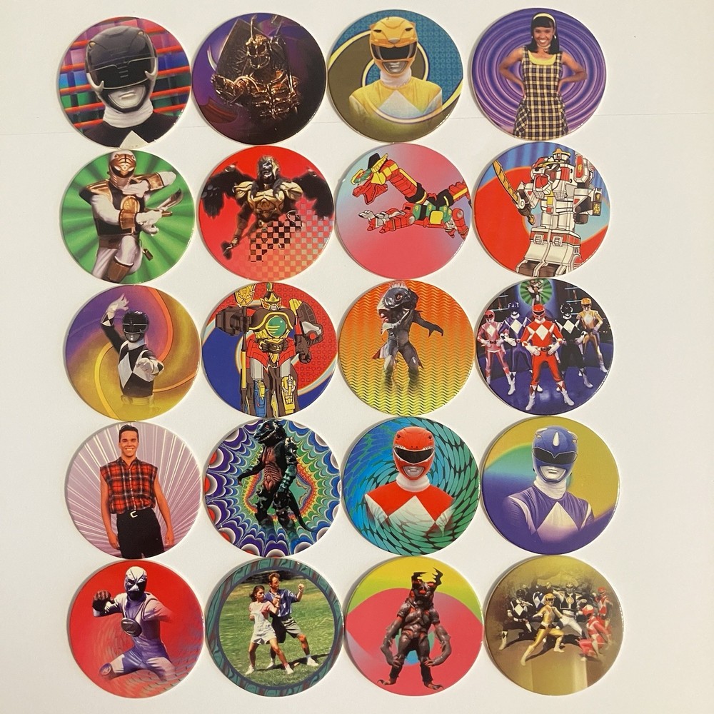 Lot of 20 Pogs Mighty Morphin Power Rangers Pogs from 1995 Saban Power Caps