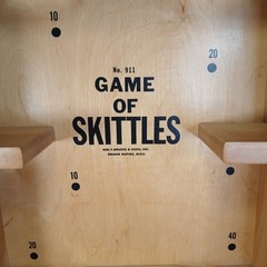 VTG Drueke Skittles Wood Parlor Bowling Game #911 | 30″ x 14″ Complete w/ Rules