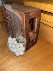 Vintage Handmade Marble Solitaire Game Solid Wood Board White Glass Marbles
