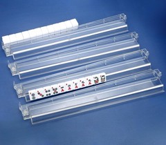 Rotating Mahjong Racks with Pushers, 4-Piece Set of Transparent Accessories