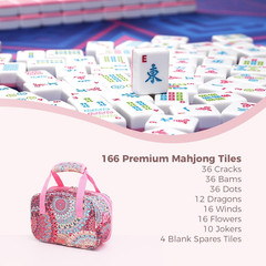 American Mahjong Tile Set with Printed Handbag, 166 Premium Pink Tile and Access